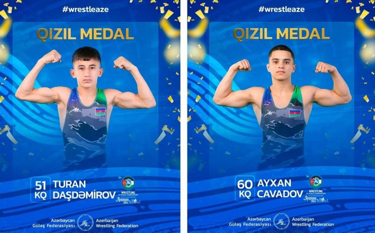 İki güləşçimiz dünya çempionatının qızıl medalını qazandı 