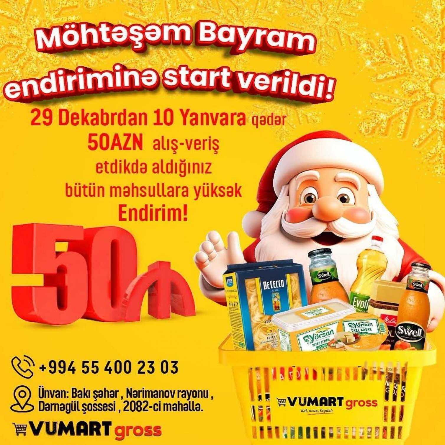 “Vumart”dan möhtəşəm kampaniya: bütün məhsullara YÜKSƏK ENDİRİM! 