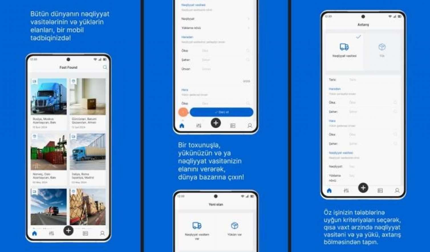 Nəqliyyat və yük tapmaq üçün inqilabi mobil tətbiq - Fast Found 
