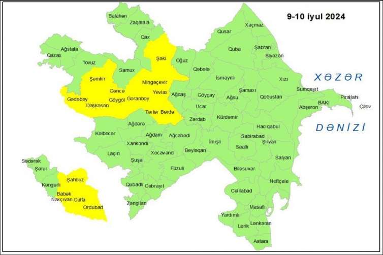 Küləkli hava ilə bağlı sarı xəbərdarlıq  